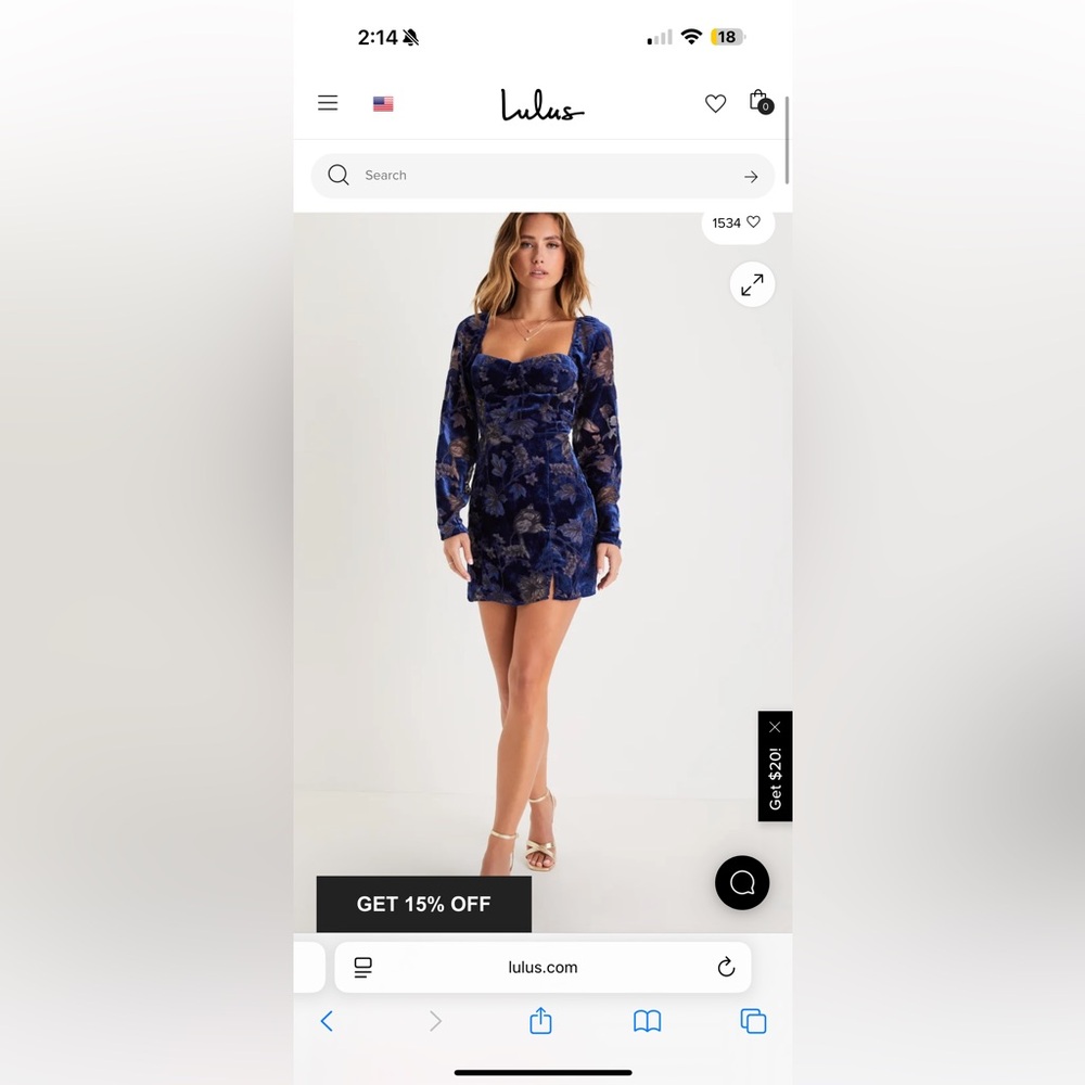 Lulu's Navy Floral Long Sleeve Dress